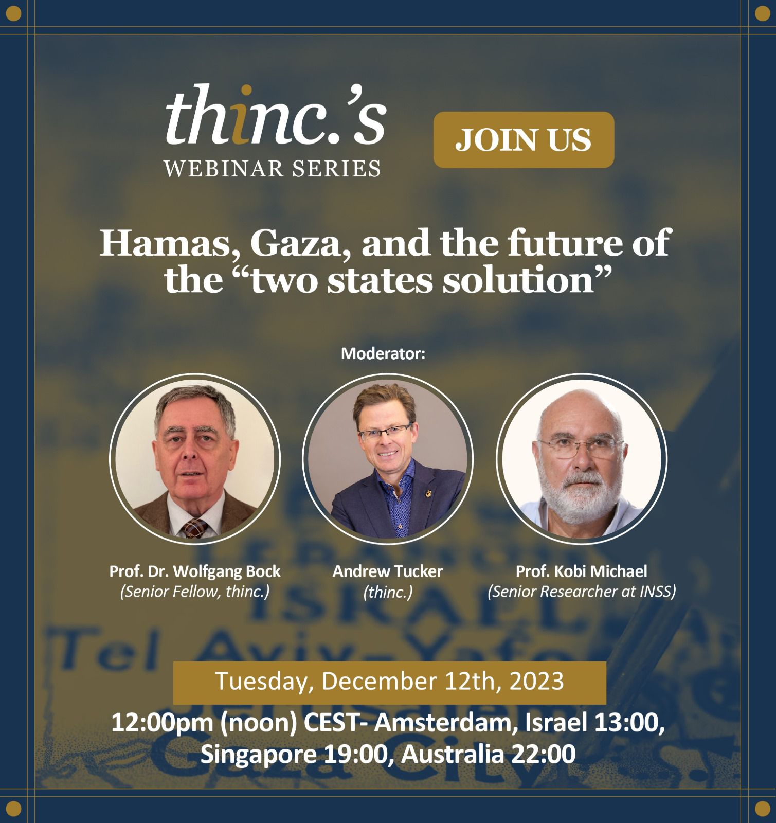 thinc. Webinar series: Webinar on Hamas, Gaza, and The Future of the Two State Solution